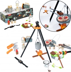 Set din lemn pentru camping 45 buc.