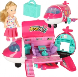 Avion de jucărie pentru păpuși 2în1 cu accesorii roz
