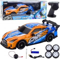 Mașină sport RC cu caroserie iluminată și mod drift – portocaliu