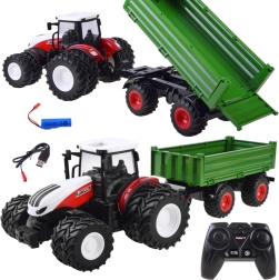Tractor cu telecomandă + remorcă verde cu telecomandă RC0602