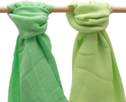 Scutece muselin din bumbac NEW BABY 70 × 80 cm – set 2 buc, verde deschis și verde închis
