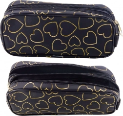 Penar negru cu inimioare aurii, cu două compartimente