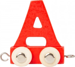 Small Foot vagon din lemn cu litera A – alfabet colorat