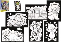 Imagine de zgâriat 6 bucăți colorate + 6 suporturi în cutie 19x22x6,5 cm