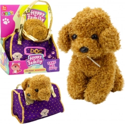 Cățeluș de pluș în geantă maro