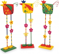 Păsări decorative din lemn – set 3 bucăți