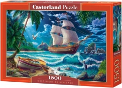 Puzzle 1500 piese – Navă și plajă Prima noapte Țară nouă