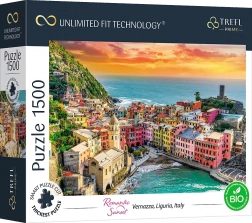 Puzzle TREFL Apus de soare romantic: Vernazza, Liguria, Italia 1500 piese