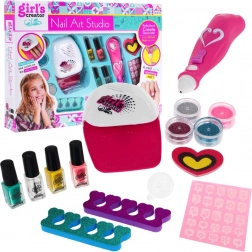 Set pentru unghii pentru copii 5+ GIRL'S CREATOR cu uscător, aplicator de sclipici și accesorii