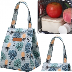 Geanta termică izolatoare Lunch Bag cu motiv de frunze și ananas 25cm