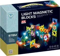 Pistă magnetică luminoasă cu bile, 49 piese