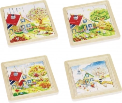 Puzzle din lemn de dezvoltare Anotimpuri