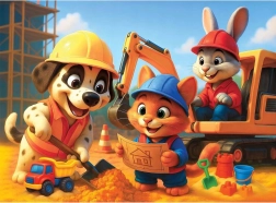 puzzle din lemn wooden city echipă veselă, 40 piese