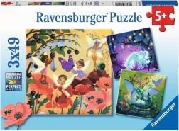 Puzzle Ravensburger zâne, dragon și unicorn – 3×49 piese