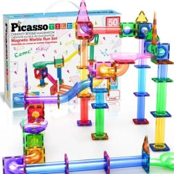Pistă magnetică cu bile PICASSO – set de construcție 50 piese