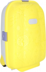 Troler de cabină pentru copii cu roți LED și spațiu pentru nume – galben