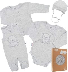 Set de start pentru maternitate New Baby Sweet Bear pentru bebeluși, gri, 4 piese