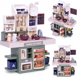 Bucătărie pentru copii cu sunete, lumini LED, generator de abur, 35 de accesorii