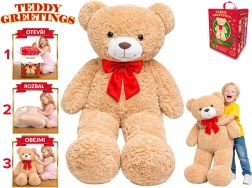 Ursuleț de pluș Teddy Greetings cu fundă, 120 cm, bej