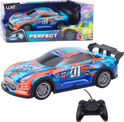 Mașină RC de curse cu caroserie luminoasă, portocaliu‑turcoaz