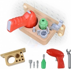 Set de unelte Masterkidz cu bormașină și 8 elemente pentru panoul științifico-creativ STEM