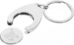 Breloc metalic 2‑în‑1 cu jeton pentru cărucior de cumpărături