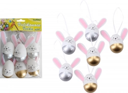 Ouă decorative din plastic pictate pentru agățat 6 cm, 6 bucăți