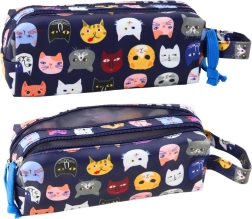 Penar școlar Pisici Colorate Două buzunare albastru 22cm