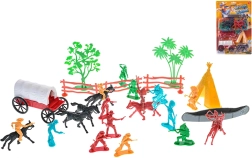 Set de joacă western cu figurine, diligență și accesorii – 31 de piese