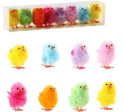 Set de 8 puișori de Paște multicolori – figurine decorative