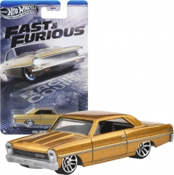 Hot Wheels Fast & Furious 1966 Chevy Nova mașinuță aurie 1:64, 7,5 cm