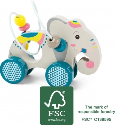 small foot elefant din lemn pe roți jungle