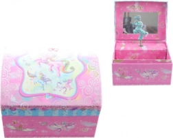 Cutie muzicală pentru bijuterii roz cu unicorn și balerină