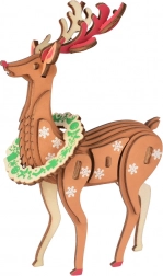 puzzle 3D din lemn, ren de Crăciun