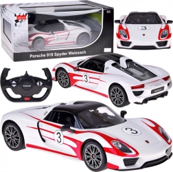 Rastar mașină RC PORSCHE 918 Spyder Weissach 1:14 cu iluminare – albă