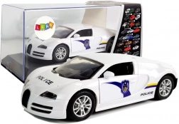 Mașină sport de poliție cu mecanism, lumini și sunete – albă
