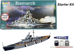 revell starter kit bismarck 1:1200 – set de start pentru modelul cuirasatului