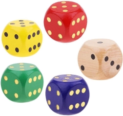 Zar de joc din lemn, extra mare (mix de culori)