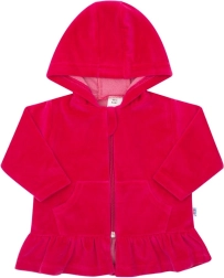 Hanorac din velur cu glugă NEW BABY roz închis