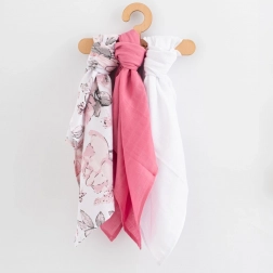 Scutece muselin 60 × 80 cm, set 3 buc pentru fetițe NEW BABY