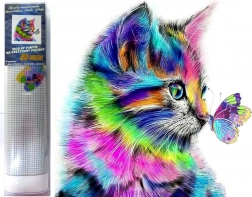 pictură cu diamante pisoi cu fluture 30 × 40 cm