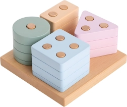 CUBIKA Pastel sortare forme IV – puzzle din lemn cu 17 piese