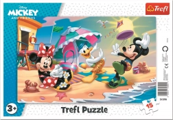 Puzzle Trefl Mickey și Minnie – distracție pe plajă, 15 piese