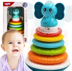 Turn interactiv Elefănțel cu inele de la Woopie Toys