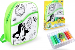Rucsac de colorat Krtek cu fundal verde 30 cm + 8 markere