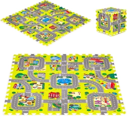 Covoraș de joacă din spumă cu motiv urban – 9 piese 90,5 × 90,5 cm IPLAY