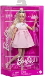 Model Barbie deluxe cu rochie cu fundă