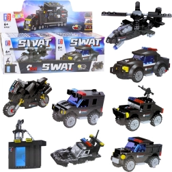 Set de construcție SWAT – vehicule și mijloace de transport 2‑în‑1 (92–117 piese)
