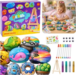 Set creativ pentru pictat pietre cu mini suport