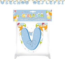 Ghirlandă de hârtie La mulți ani albastră